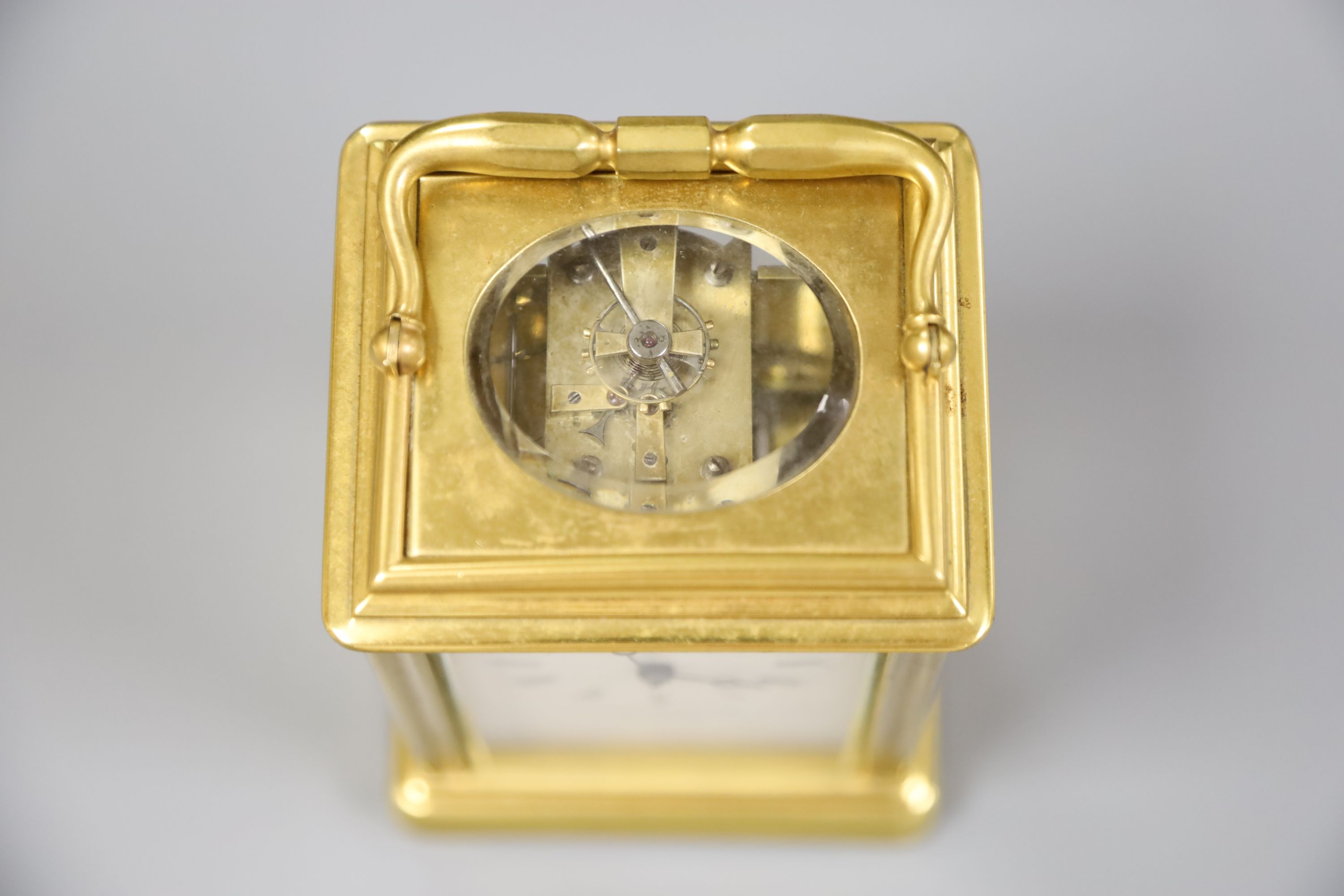 A large late 19th century French brass carriage clock, height 15cm